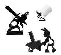 HX-pyahgtv 2PCS Ant Shaped Toilet Roll Holder, 3D Printed Matte Black Novelty Free Standing Loo Roll Holder, Funny Cute Bathroom Tissue Paper Storage Stand, Unique Decor for Home Countertop
