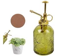 HX-pyahgtv Glass plant mister Spray Bottle for inside plant sprayer miste Clear Water Bottle with Gold Top Pump Mit Table mat Small Plant Mister for Indoor Outdoor Houseplants（Green+Gold,360ml）