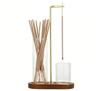 HX-pyahgtv Wooden Upside Down Incense Holder, with Removable Glass Ash Catcher, Anti-Ash Flying Incense Stick Burner, Ideal for Yoga, Spa, Tea, Zen Meditation and Home Relaxation