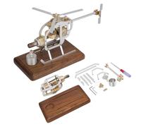 HX15 Stirling Engine Model, Functional Mechanical Helicopter Motor Model Kit for DIY, Gift for Mechanical Engineers and Aviation Enthusiasts (KIT Version)