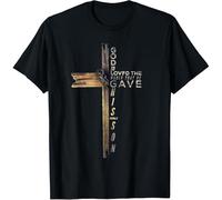 HXATXB John 3:16 Christian Cross Bible T-Shirt Size M Black
