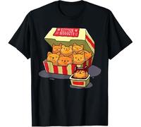 HXATXB Kitten Nuggets Food Pun Cat Lover Gift Chicken Nuggets T-Shirt Size 3XL Black