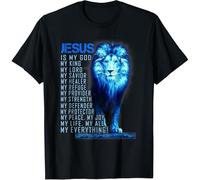 HXATXB Lion Christian Jesus is My God King, Lord, and Savior T-Shirt Size 4XL Black
