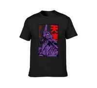 HXATXB Unisex T-shirtNeon Genesis Evangelion Shinj Asuka Eva Unit 01 Anime Mecha 90S JapanCotton Men's Black