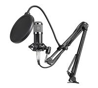 HXBER BM800 Professional Condenser Microphone Podcast Live Broadcast Equipment USB MIC Microfone Set Studio Mic with Arm Stand Music Recording Equipment for Studio Live Recording and Broadcasting