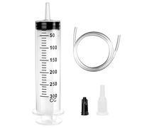 HXC 300ml Plastic Reusable Large Syringe with Catheter, Sterile, Polypropylene PP Material, for Laboratory, Industry, Garden, Pet Feeding
