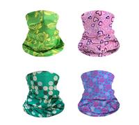 HXC Neckwear Multifunctional 4 Pack Elastic Bandana Head Neck Covering for Men Women Face Mask UV Resistence Windproof for Sports Outdoor Yoga Cycling