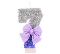 HXC Number Candles for Cakes Purple Birthday Candle with Bow Handmade Sequin Candles for Birthday Girl Numeral Candles Cake Topper for Birthday Party(Number 7)