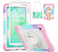 HXCASEAC Case for Samsung Galaxy Tab A11+ Plus 11 Inch, Protective with Screen Protector/Hand Strap/Pen Holder, Sturdy Shockproof for Samsung A11 Plus Tablet Case - Rainbow Pink