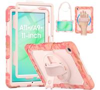 HXCASEAC Case for Samsung Galaxy Tab A11+ Plus /A9+ 11 Inch, Protective with Screen Protector/Hand Strap/Pen Holder, Shockproof Samsung A11 Plus Tablet Case 5G, SM-X230 SM-X236 SM-X238U - Camo Pink