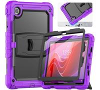HXCASEAC Tablet Case for Lenovo Tab M11 (TB-330 FU/TB-330XU), Shockproof with Screen Protector/Built-in Stand/Pen Holder/Adjustable Carrying Strap, Tab M11 Case for Kids / K11 LTE - Purple