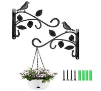 Hxeilzge 2 Packs Hanging Basket Brackets Wall Hanging Hooks 12 Inch Iron Plant Hanger Wall Hooks for Garden Plants/Lantern/Light/Bird Feeder