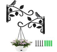 Hxeilzge 2 Packs Hanging Basket Brackets Wall Hanging Hooks 12 Inch Iron Plant Hanger Wall Hooks for Garden Plants/Lantern/Light/Bird Feeder