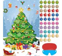 Hxezoc Pin the Ball on the Xmas Tree with 48pcs Christmas Ball Stickers - Party Games & Favor Supplies for Kids & Adults