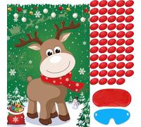 Hxezoc Pin the Nose On The Reindeer with 54pcs Red Nose Stickers Christmas Party Games Xmas Party Favor Supplies for Kids Adults