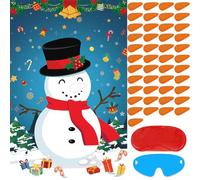 Hxezoc Pin the Nose On The Snowman with 45pcs Carrot Nose Stickers Christmas Party Games Xmas Party Favor Supplies for Kids Adults