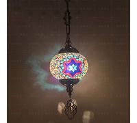 HXFFXHF 1 Light Globe Mosaic Pendant Light, Bohemian Decorative Ceiling Pendant Lamp for Dining Room Living Room Bar Hotel, Glass Bedroom Chandelier