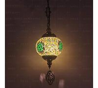 HXFFXHF 1 Light Globe Mosaic Pendant Light, Bohemian Decorative Ceiling Pendant Lamp for Dining Room Living Room Bar Hotel, Glass Bedroom Chandelier