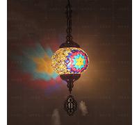 HXFFXHF 1 Light Globe Mosaic Pendant Light, Bohemian Decorative Ceiling Pendant Lamp for Dining Room Living Room Bar Hotel, Glass Bedroom Chandelier