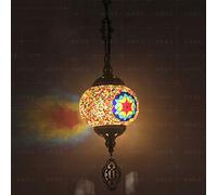 HXFFXHF 1 Light Globe Mosaic Pendant Light, Bohemian Decorative Ceiling Pendant Lamp for Dining Room Living Room Bar Hotel, Glass Bedroom Chandelier