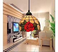 HXFFXHF 20Cm Tiffany Style Pendant Hanging Light, Vintage Mini Ceiling Lighting Fixtures, 1-Light,Stained Glass Chandeliers for Hallway Bedroom Living Room Dining Room [Energy Class A ++],16 Made in