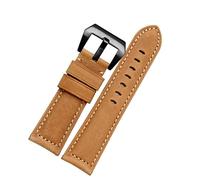 HXFFXHF 20mm 22mm 24mm 26mm Genuine Leather Retro Man Watch Band for Panerai PAM111 441 Cowhide Watchband Wrist Strap (Color : Army Green Silver, Size : 24mm)