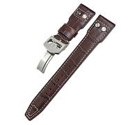 HXFFXHF 21mm Rivets Genuine Leather Watchband Fit For IWC Big Pilot TOP GUN Watch IW3777 Calfskin Leather Strap