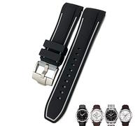 HXFFXHF 23mm 24mm Rubber Silicone Watch Strap Fit for Tissot T035 T035627 Butterfly Buckle Replacement Black Blue Curved End Watch Bands