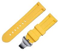 HXFFXHF 24mm Nature Soft Rubber Watchband for Panerai Strap Butterfly Buckle for PAM111/441/389 Belt Watch Band Accessories (Color : Orange, Size : 24mm Folding Buckle)
