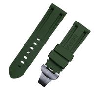 HXFFXHF 24mm Nature Soft Rubber Watchband for Panerai Strap Butterfly Buckle for PAM111/441/389 Belt Watch Band Accessories (Color : Orange, Size : 24mm Folding Buckle)