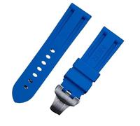 HXFFXHF 24mm Nature Soft Rubber Watchband for Panerai Strap Butterfly Buckle for PAM111/441/389 Belt Watch Band Accessories (Color : Orange, Size : 24mm Folding Buckle)
