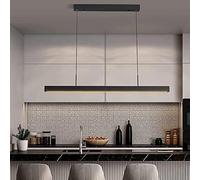 HXFFXHF 24W Long Strip Chandelier Black Finish Dimmable Acrylic Shade Pendant Lamp Ceiling Lighting Modern Minimalist Hanging Lights for Bedroom