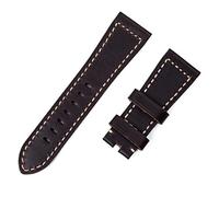 HXFFXHF 26mm Handmade Watch Band Italian Brown Black Rough Vintage Genuine Leather Watchband Replace for Panerai Strap (Color : Black Beige Line, Size : Without Buckle)