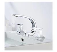 HXFFXHF 3 Hole Faucets Bathroom Black Widespread Faucet Dual Handle d 3 Pieces Wash Tap Hot Cold Mixer,Sink Faucet