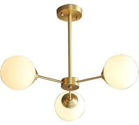 HXFFXHF 3 Lights Brass Gold Chandelier Lighting Glass Globe Semi Flush Mount Light Fixtures Ceiling Lamp for Bedroom Living Room Farmhouse,3 Heads