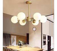 HXFFXHF 3 Lights Brass Gold Chandelier Lighting Glass Globe Semi Flush Mount Light Fixtures Ceiling Lamp for Bedroom Living Room Farmhouse,3 Heads