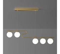 HXFFXHF 4-Light Globe Glass Gold Linear Pendant Adjustable Height Bar Chandelier Ceiling Hanging Lamp Kitchen Island Lighting Fixtures for Over Table Living Room(Black,4 Heads)