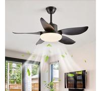 HXFFXHF 42'' Ceiling Fan Light Reversible dc Motor, Modern ing lamp 6 Speed Remote Control, Bedroom Ceiling Fan Chandelier dimmable Living Room, Ceiling Fan lamp with Timing-Black||106cm