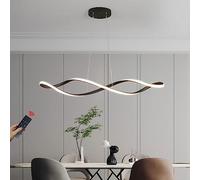 HXFFXHF 45W Black Long Chandelier with Remote Control for Dining Room Gold Chrome Hanging Lamp Dimmable LED Modern Linear Island Pendant Lights for Kitchen Table Living Room Restaurant