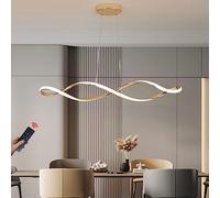 HXFFXHF 45W Black Long Chandelier with Remote Control for Dining Room Gold Chrome Hanging Lamp Dimmable LED Modern Linear Island Pendant Lights for Kitchen Table Living Room Restaurant