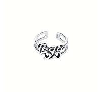 HXFFXHF 925 Silver Ring Female Fashion Simple Personality Letter Open Ring