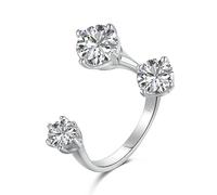 HXFFXHF 925 Sterling Silver 18K Gold Plate Women Jewelry Adjustable 5A CZ Cubic Zirconia Promise Ring