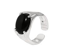 HXFFXHF 925 sterling silver black open ring female trendy fashion personality design light luxury Personality temperament