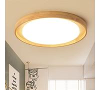 HXFFXHF Acrylic Led Ceiling Lamp Solid Wood Semi Flush Mount Ceiling Lights Nordic Log Round Bedroom Chandelier Balcony Study Living Room Pendant Light Interesting Life (38cm