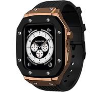 HXFFXHF Alloy Metal Bumper Case Silicone Watch Strap，Compatible with Apple Watch 8 7 6 5 4 SE 45mm 44mm, Mod Kit Watch Replacement Band Upgrade Protective Case For Men Watch Accessories