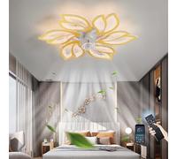 HXFFXHF and Remote Control Quiet Chandeliers Ceiling Light led dimmable dc 6 Speed Reversible Fan Light Ceiling for Bedroom Living Room-White