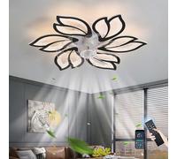 HXFFXHF and Remote Control Quiet Chandeliers Ceiling Light led dimmable dc 6 Speed Reversible Fan Light Ceiling for Bedroom Living Room-White