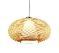 HXFFXHF Asian Japanese Rustic Bamboo Restaurant Decor Droplight Pendant Lamp Light Antique Loft Bamboo Wicker Rattan Chandelier Fixture Adjustable E27 1-Light Indoor Ceiling Hanging Lantern(15.7in/40c