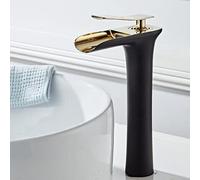 HXFFXHF Basin faucets Waterfall Bathroom Faucet Single Handle Basin Mixer tap Bath Black Gold Faucet Brass Sink Water Crane Silver