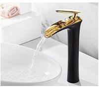 HXFFXHF Basin faucets Waterfall Bathroom Faucet Single Handle Basin Mixer tap Bath Black Gold Faucet Brass Sink Water Crane Silver